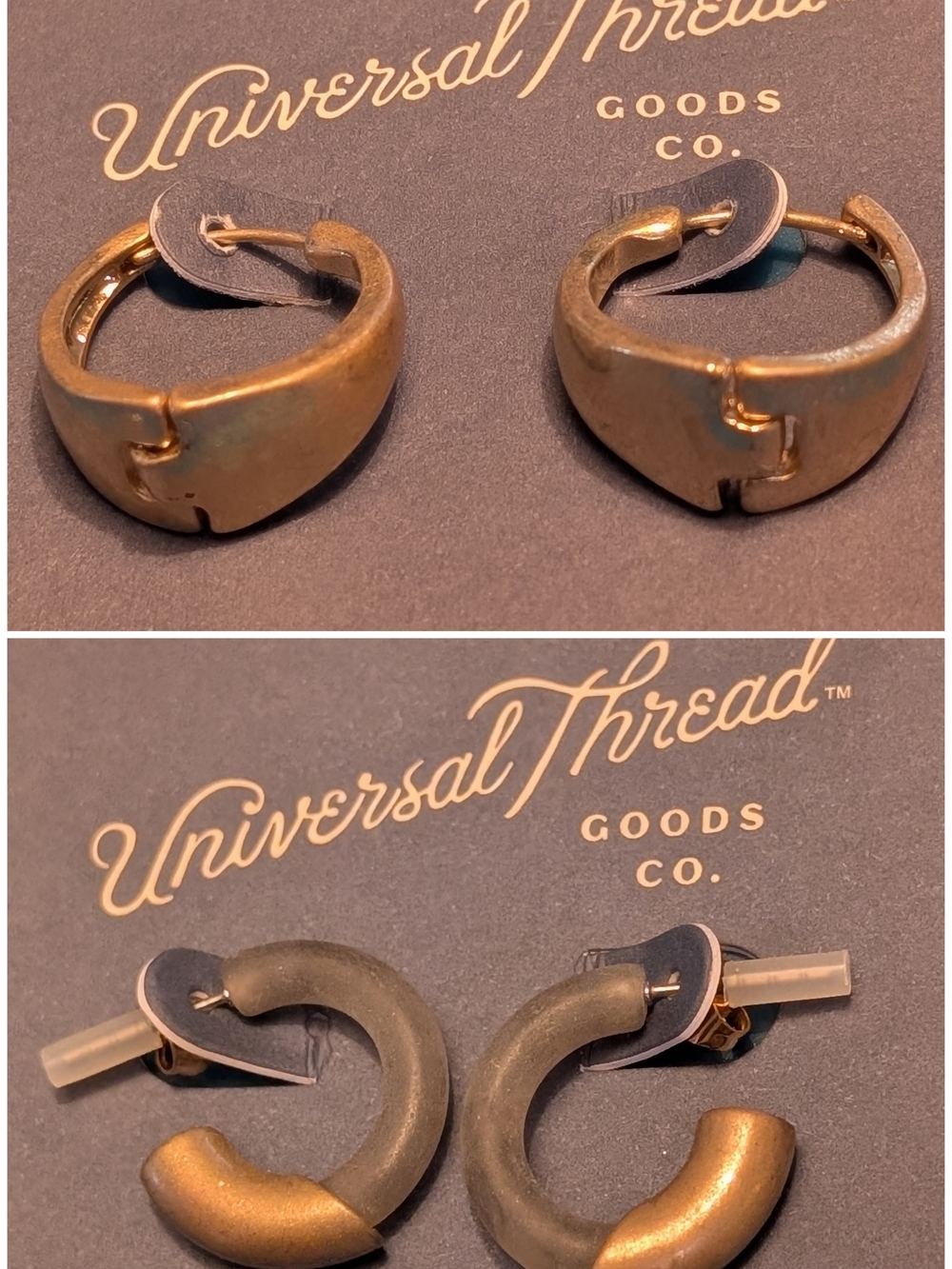 Set Of 2 Universal Thread Small Hoop Style Earrings Gold Tone